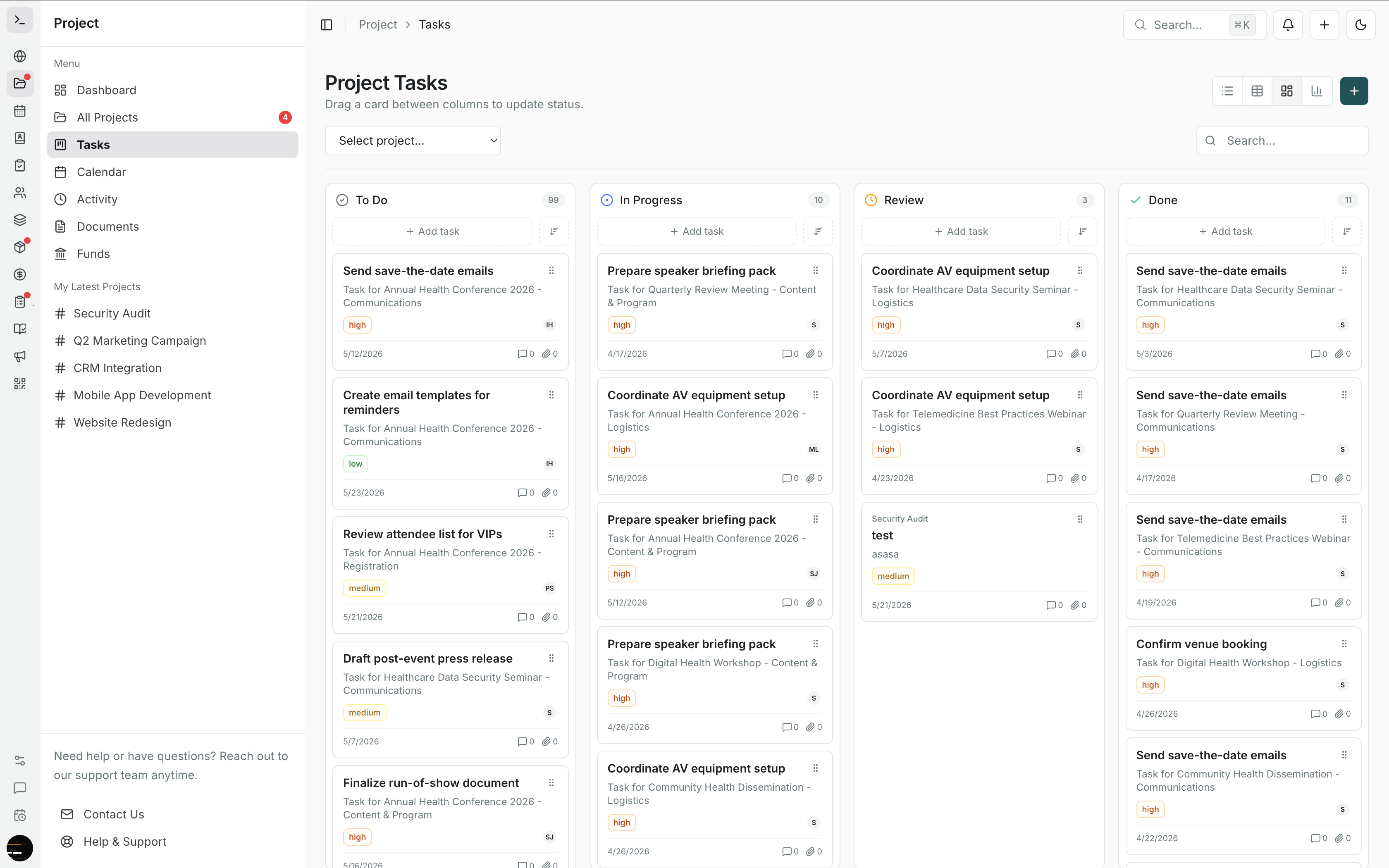 Nocthink project task board